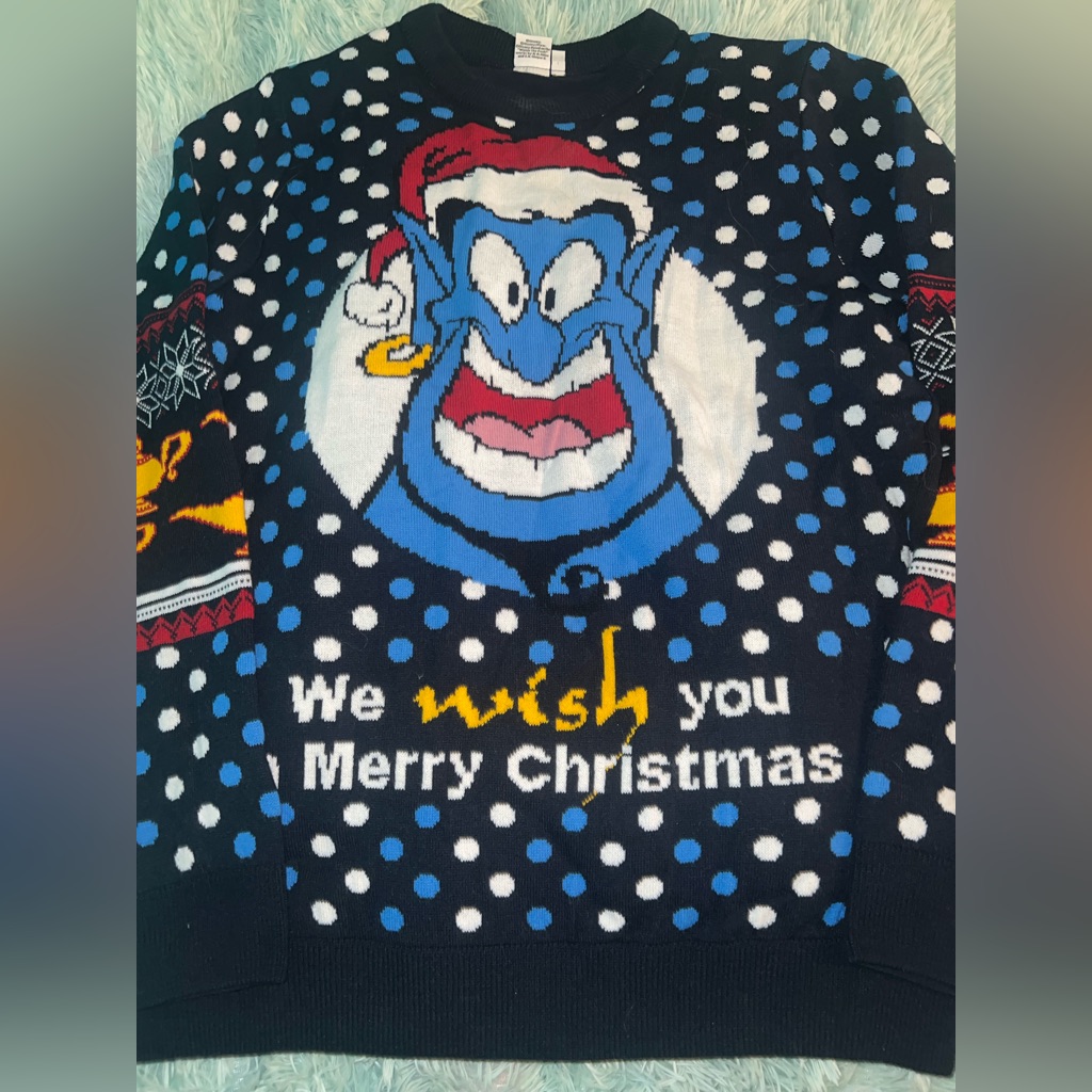 Disney Genie Sweater Hot Topic, Box Lunch We Wish You Merry Christmas